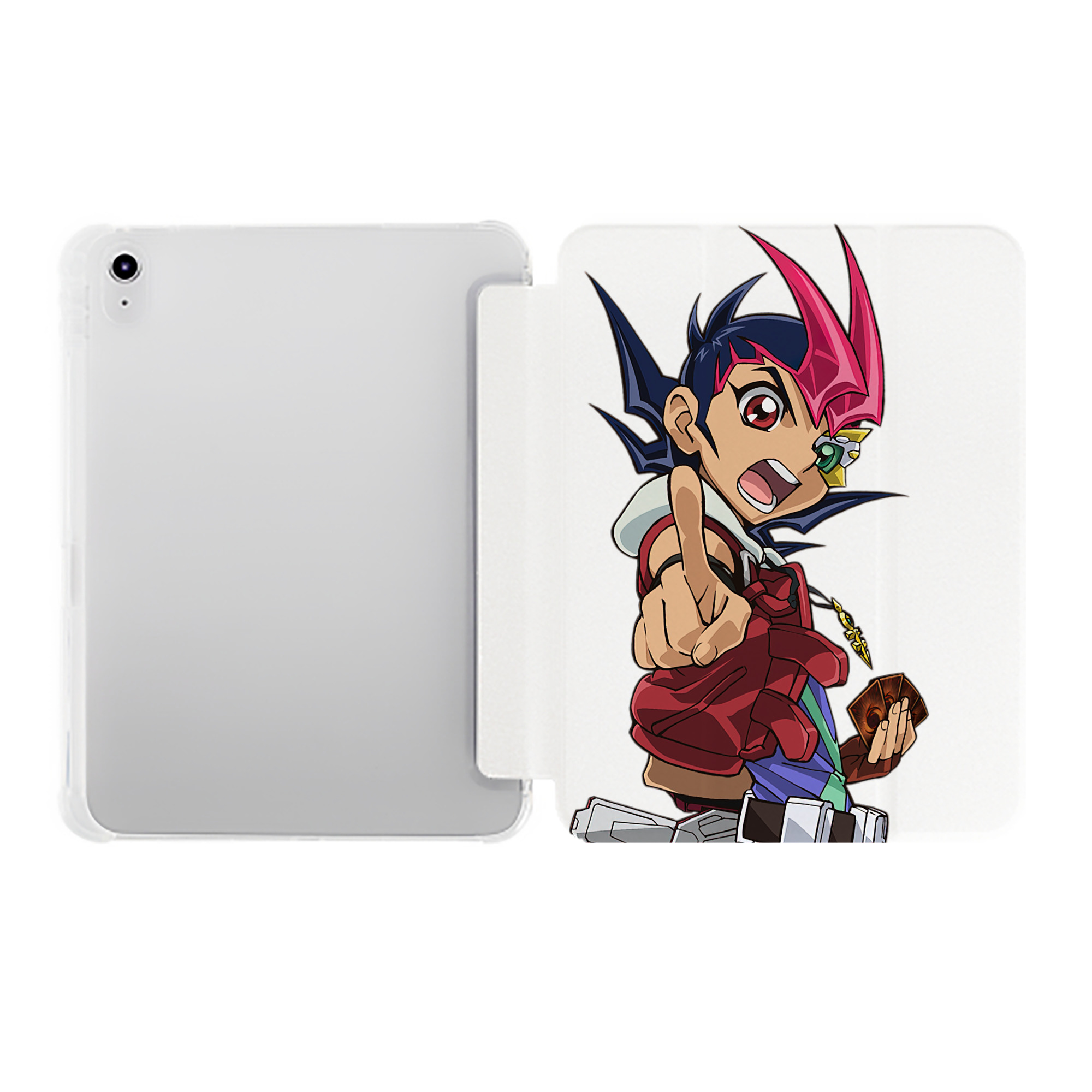 （画像用） 遊☆戯☆王 Yu-Gi-Oh! IPad ケース ペン収納付き 三つ折りスタンド PUレザー×シリコン 対応機種9.5/10.5/10.9インチ